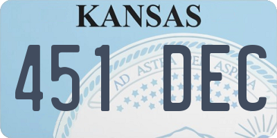 KS license plate 451DEC