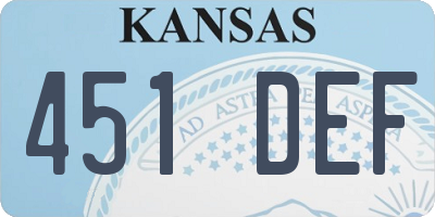 KS license plate 451DEF