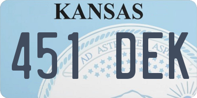 KS license plate 451DEK