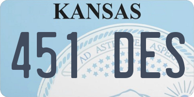 KS license plate 451DES