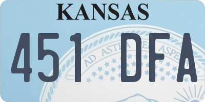 KS license plate 451DFA