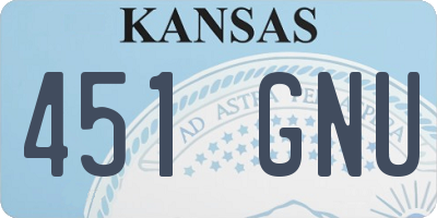 KS license plate 451GNU