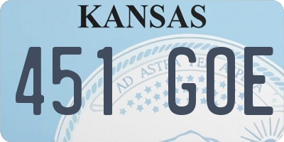 KS license plate 451GOE