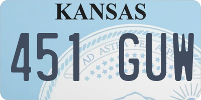 KS license plate 451GUW
