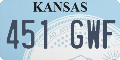 KS license plate 451GWF