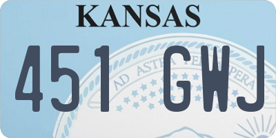 KS license plate 451GWJ