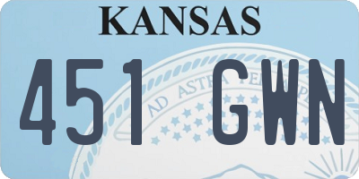 KS license plate 451GWN