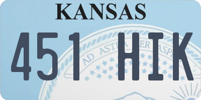 KS license plate 451HIK