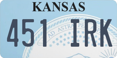KS license plate 451IRK