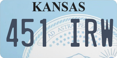 KS license plate 451IRW