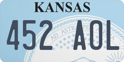 KS license plate 452AOL