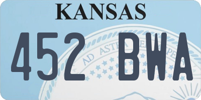KS license plate 452BWA