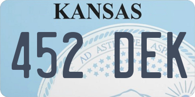 KS license plate 452DEK