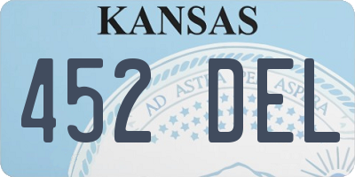 KS license plate 452DEL