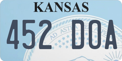 KS license plate 452DOA