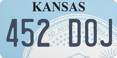 KS license plate 452DOJ