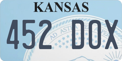 KS license plate 452DOX