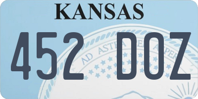KS license plate 452DOZ