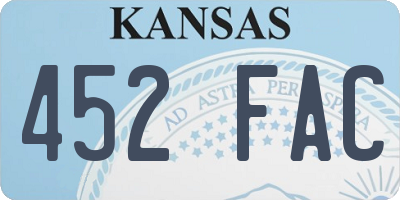 KS license plate 452FAC