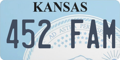 KS license plate 452FAM