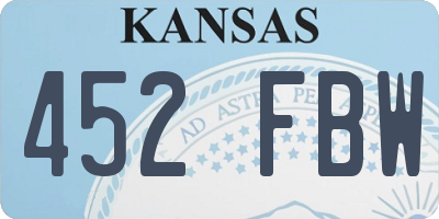 KS license plate 452FBW