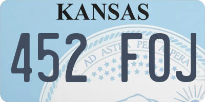 KS license plate 452FOJ