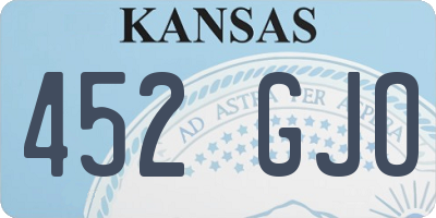 KS license plate 452GJO