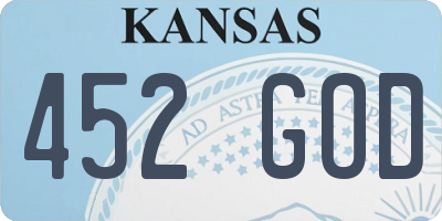 KS license plate 452GOD