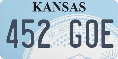 KS license plate 452GOE
