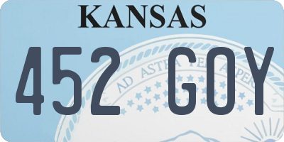 KS license plate 452GOY