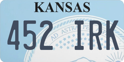 KS license plate 452IRK