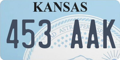 KS license plate 453AAK