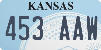 KS license plate 453AAW