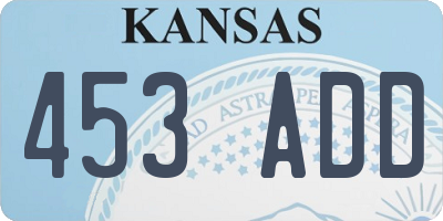 KS license plate 453ADD