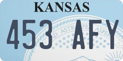 KS license plate 453AFY