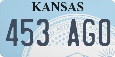 KS license plate 453AGO