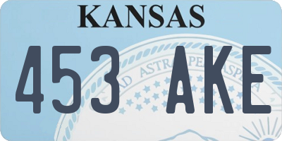 KS license plate 453AKE