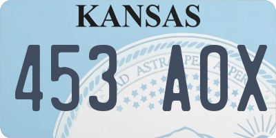 KS license plate 453AOX