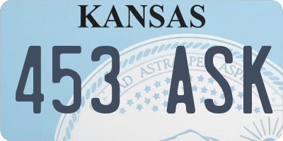 KS license plate 453ASK
