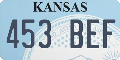 KS license plate 453BEF