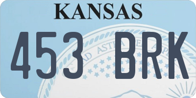 KS license plate 453BRK