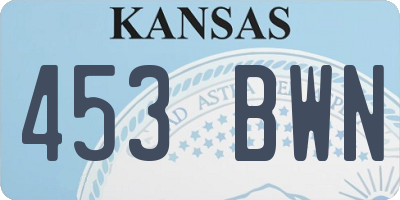 KS license plate 453BWN