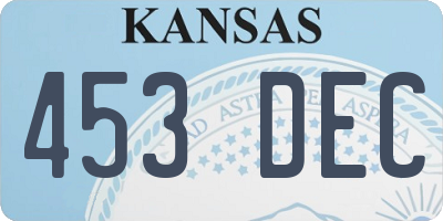 KS license plate 453DEC