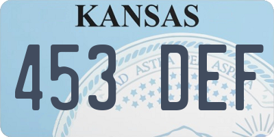 KS license plate 453DEF