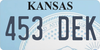 KS license plate 453DEK