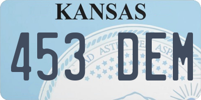 KS license plate 453DEM