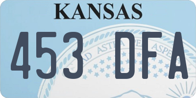 KS license plate 453DFA