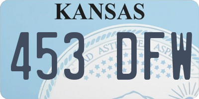 KS license plate 453DFW