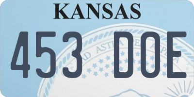 KS license plate 453DOE