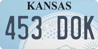 KS license plate 453DOK